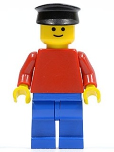 pln017G Plain rode Torso met rode armen, blauw benen, zwarte Police Hat gebruikt *0M0000