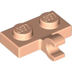 11476-90 Platte plaat 1x2 met horizontale clip LANGE einde vleeskleurig, licht NIEUW *1L291
