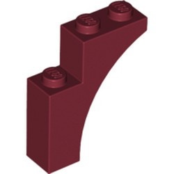 13965-59 Steen, halve boog 1x3x3 (hoger model) (trapsgewijs) rood, donker NIEUW *1L257