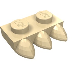 15208-2 Platte plaat 1x2 met drie tanden crème NIEUW *1L292