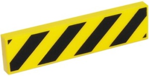 2431p52-3G Tegel 1x4 gele en zwarte strepen geel gebruikt *5t04-04