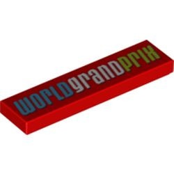 2431pb165-5G Tegel 1x4 WORLD GRAND PRIX rood gebruikt *5t04-05
