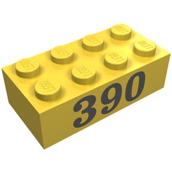 3001pb009-3G Steen 2x4 nummer 390 geel gebruikt *5V12-03