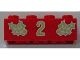 3001pb043-5 Steen 2x4 kerstster en nummer 2 rood NIEUW *5K0000