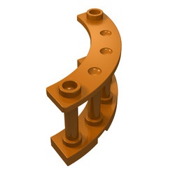 30056-68G Balustrade-hek 4x4x2 kwartrond 2 noppen bovenop oranje, donker gebruikt *1L055