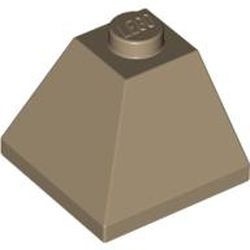 3045-69G Dakpan 45 graden 2x2 hoek buitenzijde crème,donker gebruikt *1L419