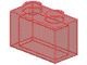 3065-17 Steen 1x2 zonder centrale versterking transparant rood NIEUW *1L1-7