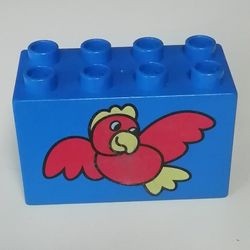 31111pb005-7G DUPLO steen 2x4x2 met rode vogel (PAKKETPOST) blauw gebruikt *