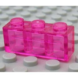 3622-50 Steen 1x3 transparant, donkerroze NIEUW *1L010