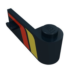 3821p03-11G Autodeur 1x3x1 rode en gele strepen, rechts zwart gebruikt *5S027