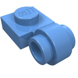 4081b-42 Platte plaat 1x1 met gesloten clip (dikke ring) blauw, midden NIEUW *1L289/5