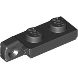 44301-11G Scharnierplaat 1x2- 1 vinger aan einde zwart gebruikt *1L298