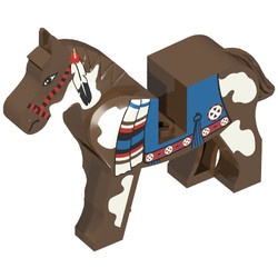 4493c01px2-8G Paard met blauw kleed en witte vlekken bruin (klassiek) gebruikt *5K000