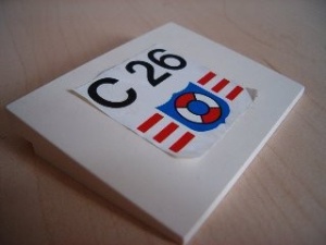 4515pb002-1G Dakpan 10 graden 6x8 C26 reddingsbrigade (sticker) wit gebruikt *3K000
