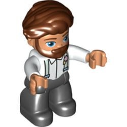 47394pb280G Duplo Lego Ville, man, bruin haar en baard gebruikt *