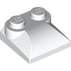 47457-1 Steen 2x2x 2/3 twee noppen, gebogen einde (kikker) wit NIEUW *