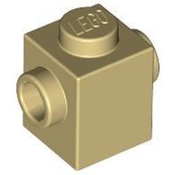 47905-2 Steen 1x1 noppen 2 zijden tegenover elkaar crème NIEUW *1L035