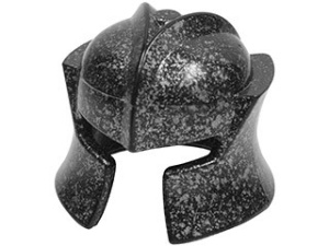 48493-111G Ridderhelm met kinbescherming (onderbroken) zwart-zilver gespikkeld gebruikt *0L0000
