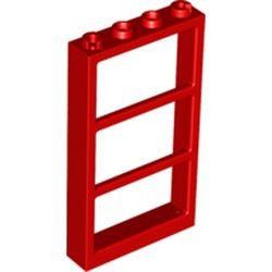 57894-5G Raam 1x4x6 Frame geen ruit 3 vakken rood gebruikt *