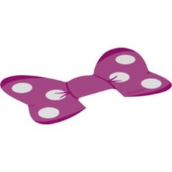 77787-47 Plastic strik met witte stippen roze, donker NIEUW *