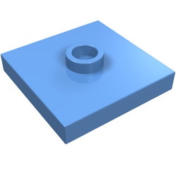 87580-42 Platte plaat 2x2 1 centrale nop blauw, midden NIEUW *1L348/9