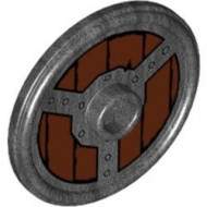 91884pb005-77G Schild rond met nop en ring met houten planken in circel grijs, donkerparel gebruikt *0L0000