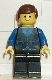 but013G Man, zwarte overgooier op blauw hemd, zwarte benen, zwart haar gebruikt *0M0000