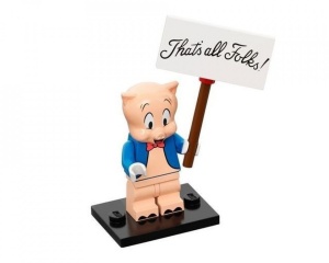 collt-12 Looney Tunes- Porkey Pig met voetstuk en acccessoires NIEUW *0M0000