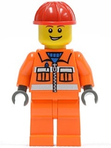 cty0368G Bouwvakker, rode helm, oranje overall gebruikt *0M0000