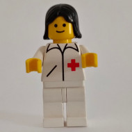 doc004G Dokter - Rood kruis en rits- witte benen, zwart haar vrouw gebruikt *0M0000