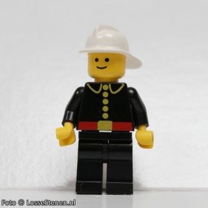 firec001G Brandweerman met witte brandweerhelm gebruikt *0M0000