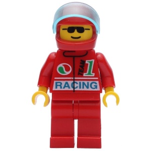 oct030G Octan - Racing met rode helm, Tr. Lt. blauw Visor gebruikt *0M0000