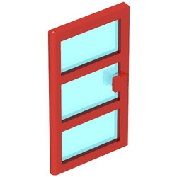 x39c01-5G Deur 1x4x6 met 3 panelen met lichtblauw glas rood gebruikt *
