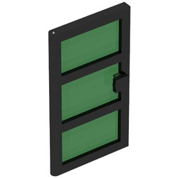 x39c03-11G Deur 1x4x6 met 3 panelen met transparant groen glas zwart gebruikt *
