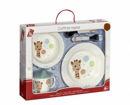 Set pentru masa melamina Girafa Sophie baloane cutie cadou