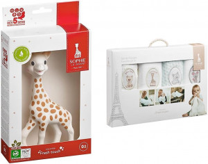 Pachet Girafa Sophie si 4 scutece Sophie