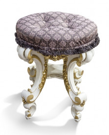 Taburet din lemn masiv, sculptat manual, luxul stilului Rococo SSA-30