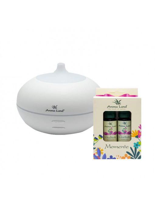 Set aromaterapie cadou, Aroma Difuzor Confort si 2 Uleiuri Parfumate Vitalitate&Claritate, Aroma Land, 10 ml