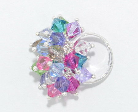 Inel cu cristale biconice - 6mm - Mix pastel