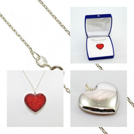 Pave Heart Pendant - Light Siam/Siam