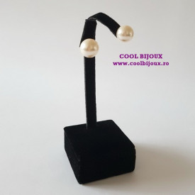 Cercei argint surub cu perla creamrose - 10 mm