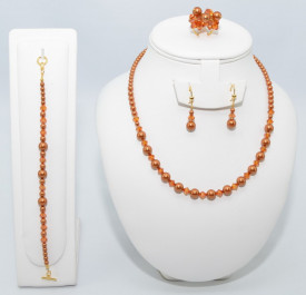 Set bijuterii cu cristale si perle SWAROVSKI ELEMENTS - cooper