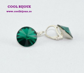 Cercei cu cristale SWAROVSKI ELEMENTS - Emerald