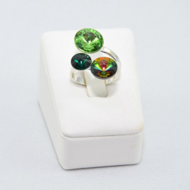 Set bijuterii argint cu 3 cristale SWAROVSKI ELEMENTS - Mix Green