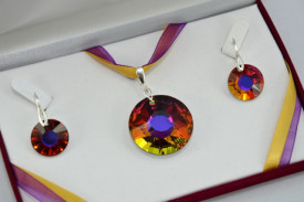 Set bijuterii argint cu cristale SWAROVSKI ELEMENTS - Sun Volcano