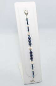 Bratara cu cristale si perle SWAROVSKI ELEMENTS - night blue & creamrose