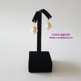 Cercei argint tortita cu perla creamrose - 10 mm