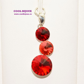 Pandantiv argint cu 3 cristale SWAROVSKI ELEMENTS - Mix Fuchsia