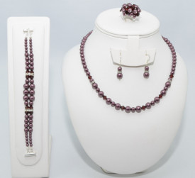 Set bijuterii cu cristale si perle SWAROVSKI ELEMENTS - light grey