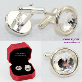 Butoni din argint cu cristale SWAROVSKI ELEMENTS - crystal